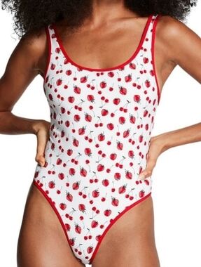 L PINK By Frankies Bikinis Marlow One Piece Swimsuit Strawberry Cherry